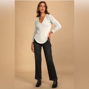 We The Free Free People Come and Get It Off White Cream Knit Sweater Top Medium